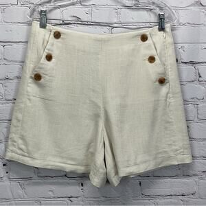 J.Crew Factory Linen Blend Sailor Shorts Women's Size 6 Cream Lagenlook Beachy